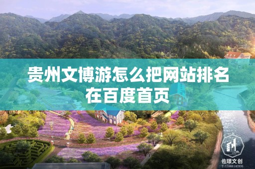 贵州文博游怎么把网站排名在百度首页