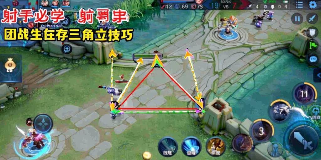 王者荣耀团战站位解析，射手生存三角位，王者荣耀射手必学，团战生存三角站位技巧  第1张